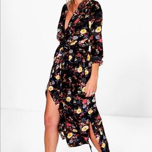 Floral Printed Maxi Shirt Dress